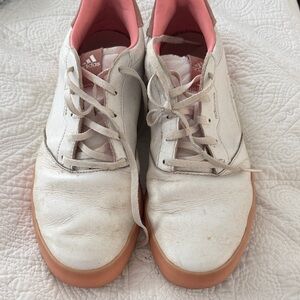 Adidas Women's White and Pink Sneakers